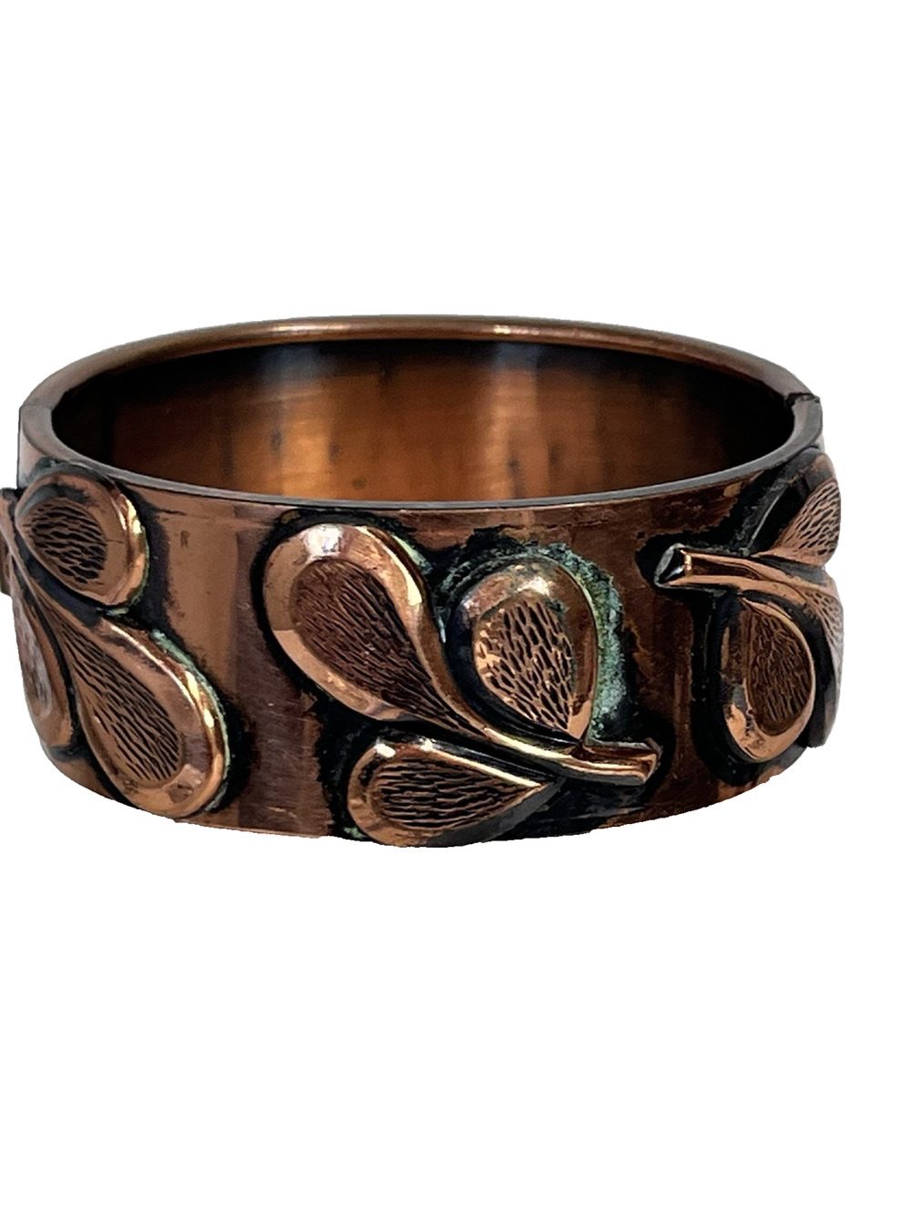 Vintage Copper Artisian Bracelet Artsy Leaf Peasant Hippie Craftsman (#14B)